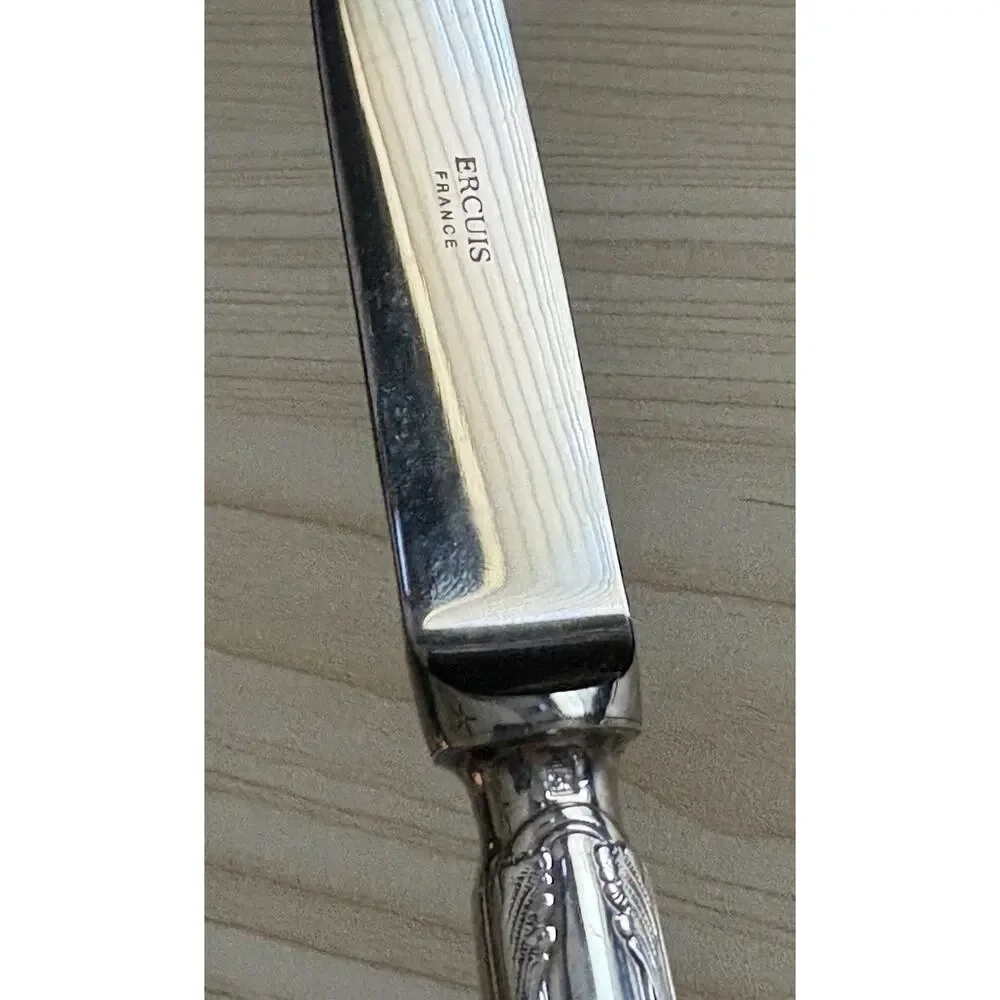 Ercuis France Lauriers Dinner Knife 8.5” Silver Plate Flatware Replacement VTG
